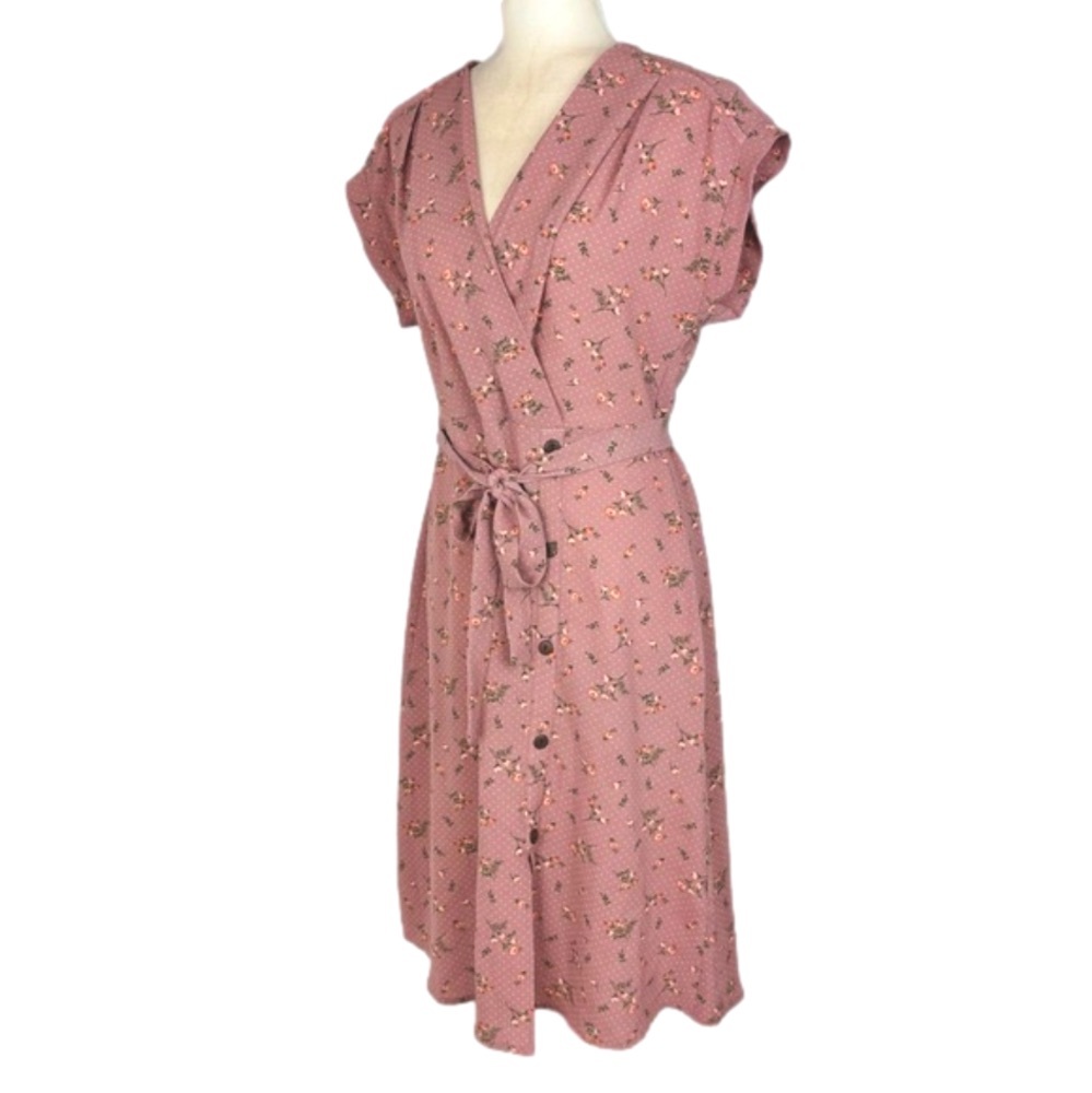 Monteau dusty rose belted dress
